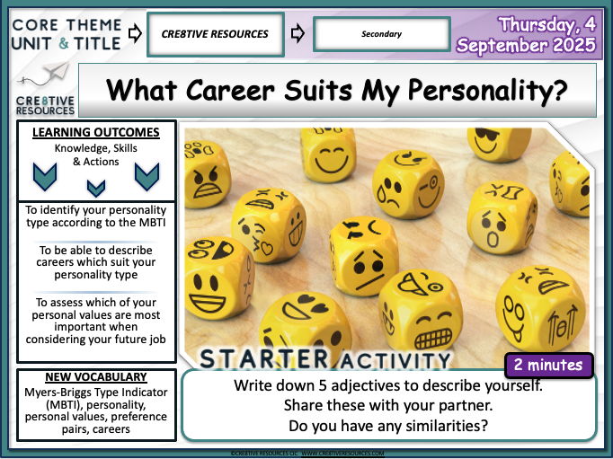 What Career Suits My Personality? PSHE Careers Lesson