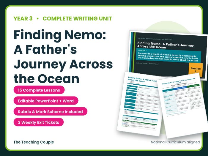 Finding Nemo: A Father's Journey Across the Ocean | Year 3 English Unit | 15 Complete Lessons