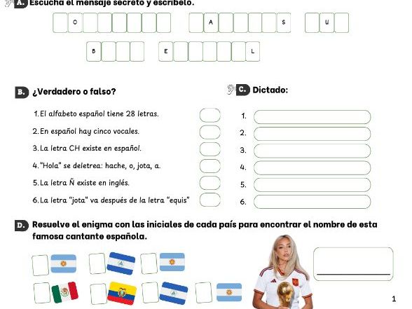 A1 Spanish Alphabet Worksheet: El Abecedario