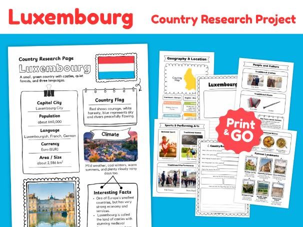 Luxembourg Geography Research Project | Printable Activities