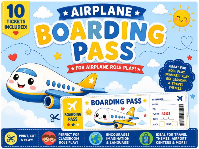 Airplane Boarding Passes – Role Play Resource