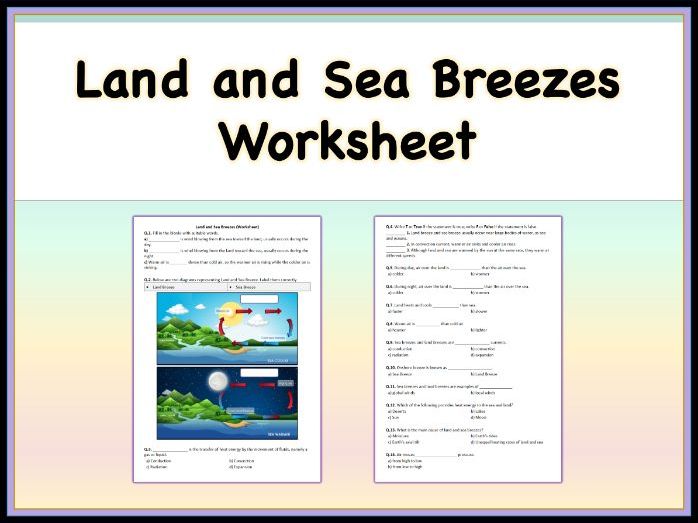 Land and Sea Breezes - Worksheet, PDF Digital: Earth Science