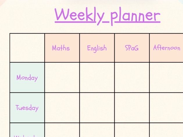 Teacher one page weekly planner