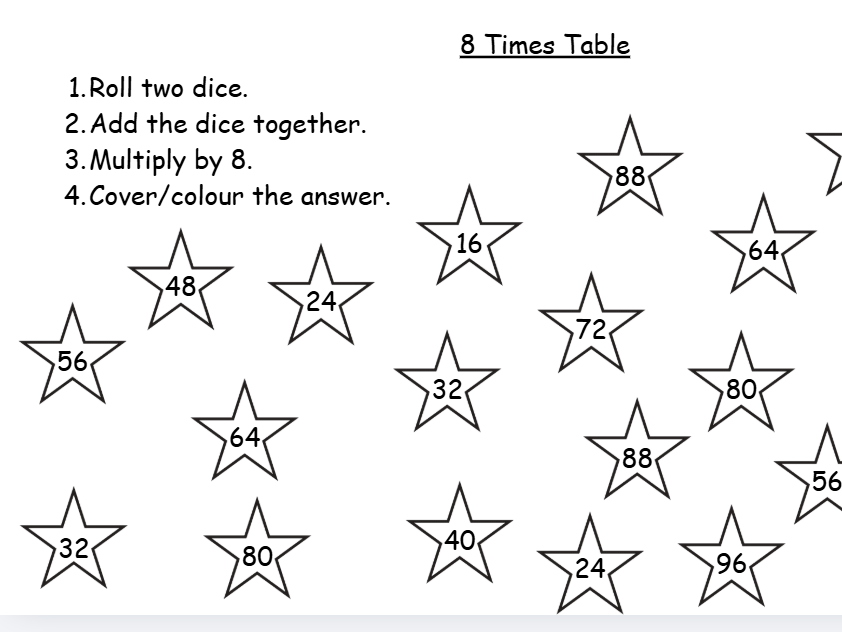 8 Times Table Game