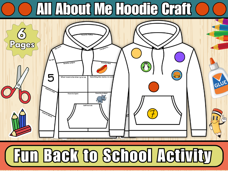 All About Me Hoodie Craft | Get to Know Me-Back to School Activity-Cut & Paste Activity