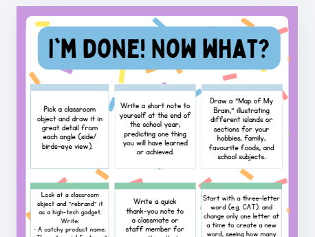 KS2 Early Finisher activity set - Confetti/colourful