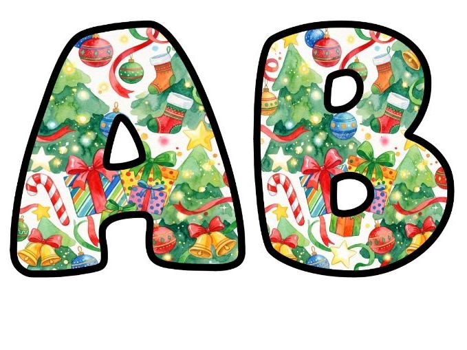 Christmas Tree Decorations Bubble Letters | Seasonal Bulletin Board Letters | Classroom Display Pack