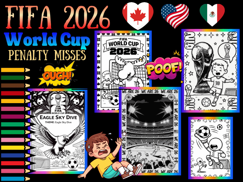 FIFA World Cup 2026 Soccer Coloring Pages for Kids | Fun Penalty Miss Printable
