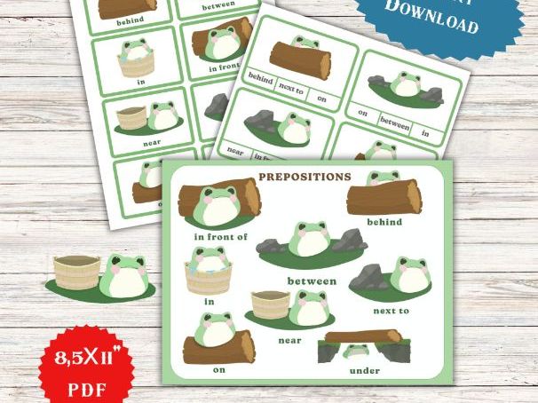 Frog Positional Words Printable Cards Montessori-Inspired Prepositions Learning Set | Preschool