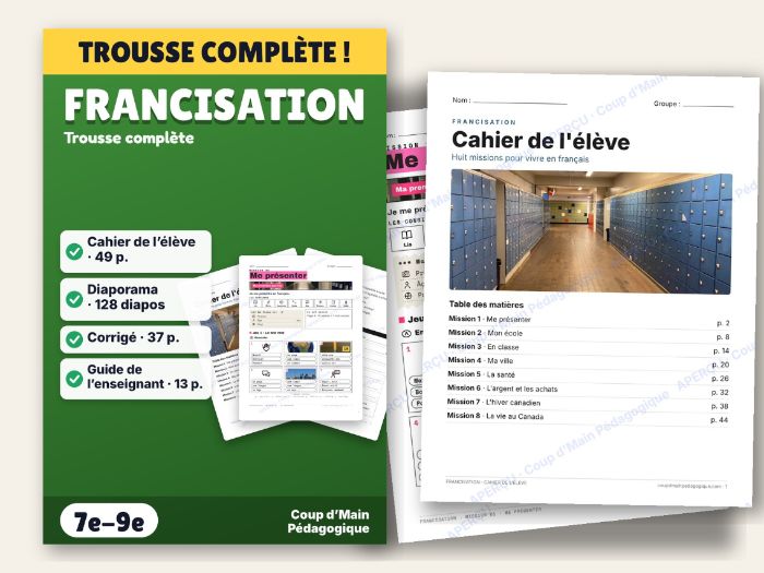 French Newcomer Curriculum Grade 7-9 Complete Kit Placement Test | Francisation