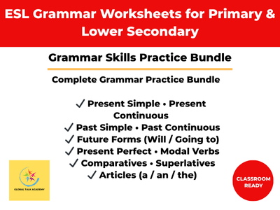 Essential ESL Grammar Worksheets Bundle – Core Tenses, Pronouns & Sentence Structure