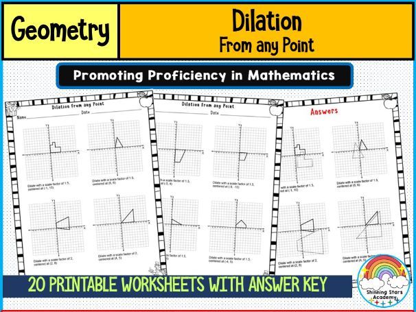 Dilation from Any Point Worksheets | Geometry Transformations Practice