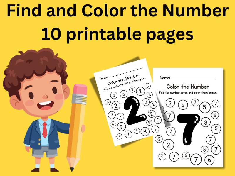 Find & Color Numbers 10 Printable Worksheets