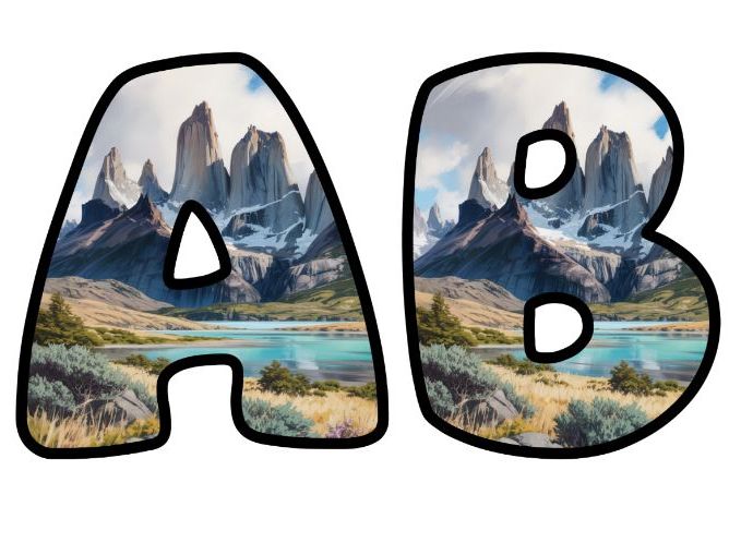 Patagonia Mountains Alphabet Letters | Classroom Display, A-Z 0-9 and Signs