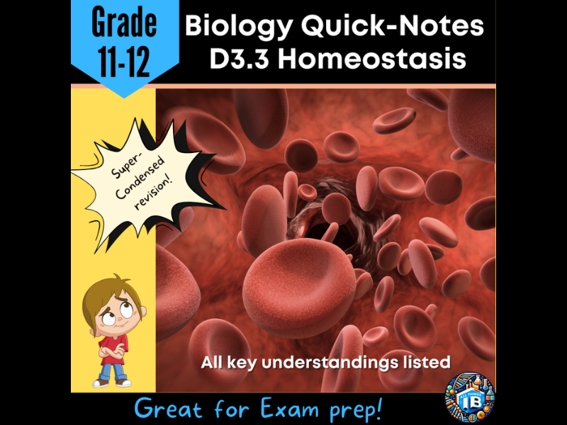 IB DP Biology D3.3 Homeostasis - Condensed Topic Notes 2026