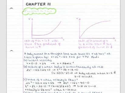 As Maths Mechanics Notes Chapter 11 Variable Acceleration Teaching Resources