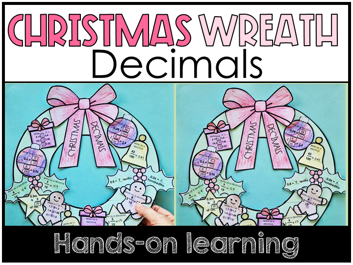 Christmas Wreath Decimals Craft Compare, Add and Subtract