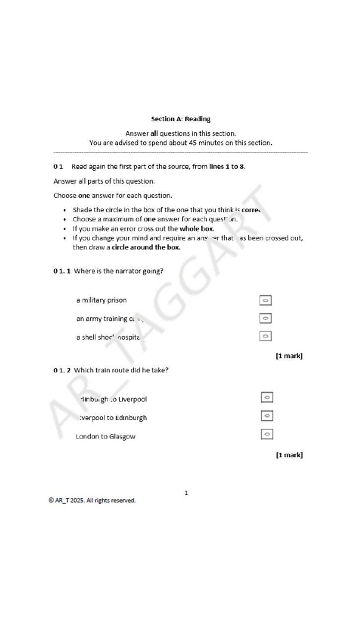 One AQA 2026 English Language Paper 1 Mock | AO Grids (Sas) | Teaching ...