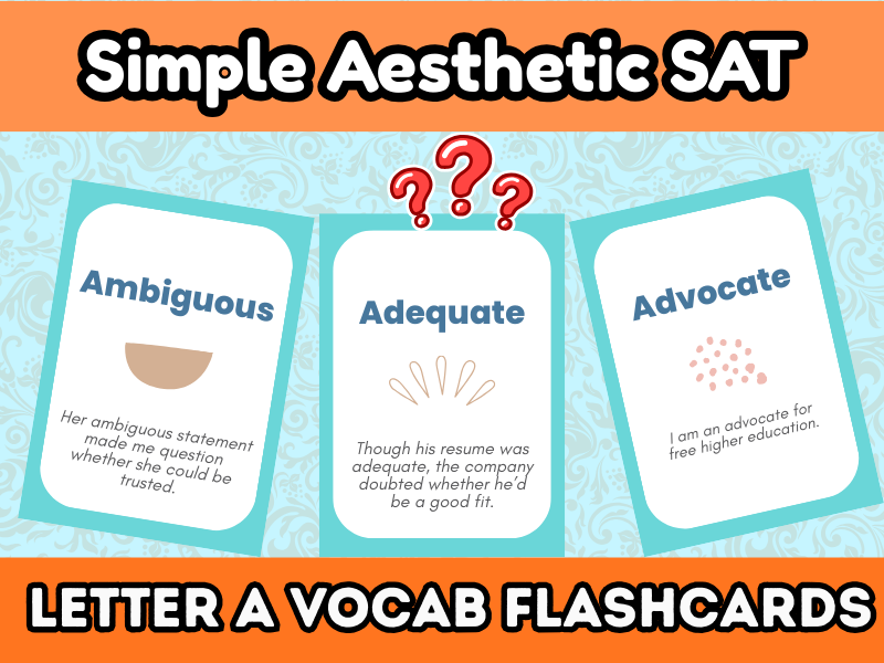 Simple Aesthetic SAT Vocabulary Flashcards (Letter A)