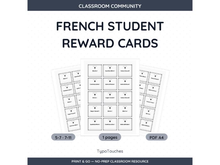 French Reward Cards and Praise Notes | 1 p.