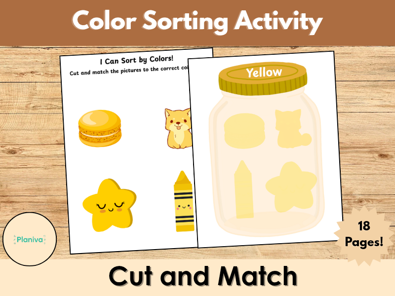 Color Sorting Activity for Preschool | 9 Color Jars + Matching Objects | Montessori Printable