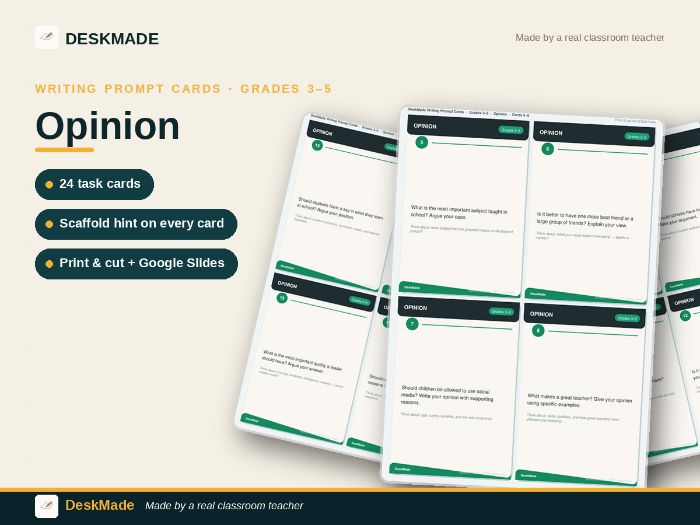 Opinion Writing Prompt Cards | Grades 3–5 | IB PYP