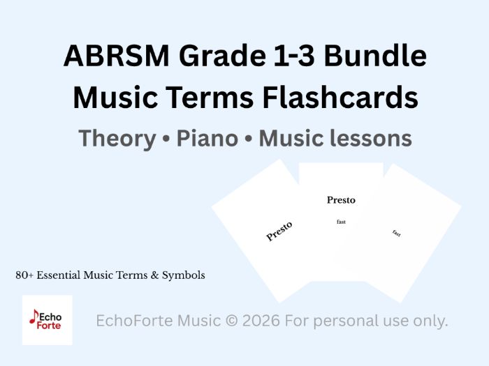 Music Theory Grades 1–3 Music Terms Flashcards Bundle