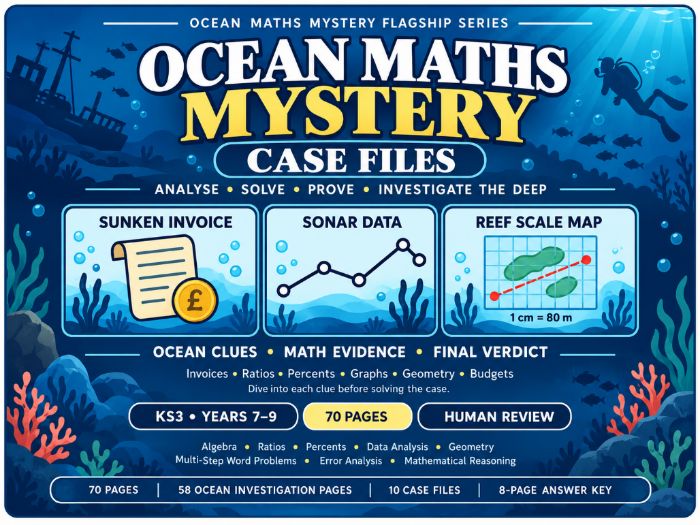 Ocean Maths Mystery Case Files  KS3 Problem Solving  70 Pages