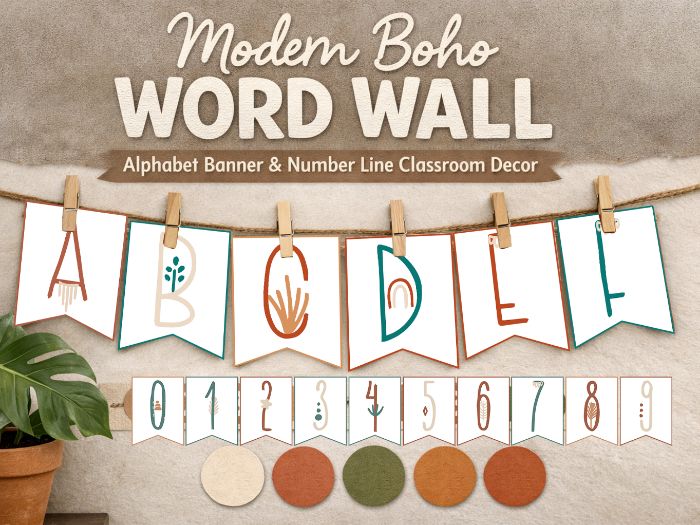 Modern Boho Word Wall Banner