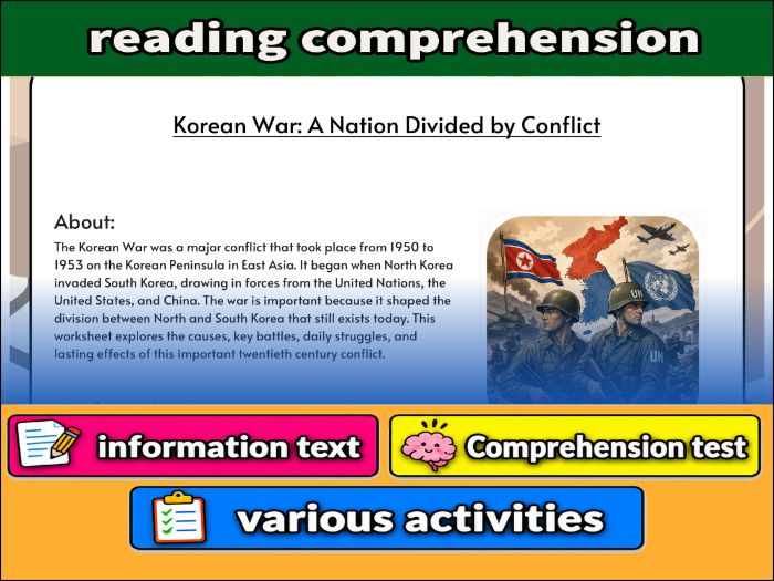 Korean War: A Nation Divided by Conflict - Comprehension 91����t & Activities