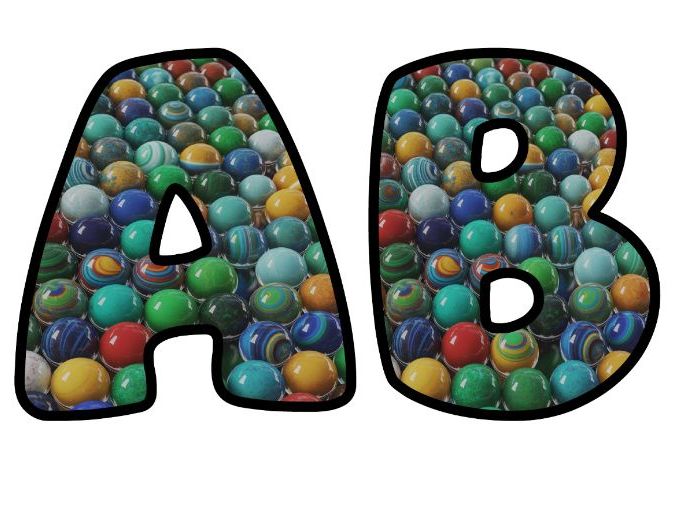 Shiny Marbles Balls Classroom Display | Lettering Set | Upper & Lowercase, 0-9 and Signs