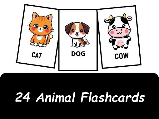 24 Animal Flashcards – Cute Illustrated Cards for EYFS, KS1 & EAL Vocabulary