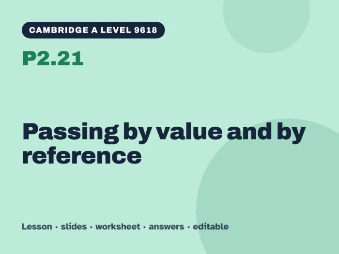 Cambridge A Level Computer Science 9618 – P2.21 Passing by value and by reference