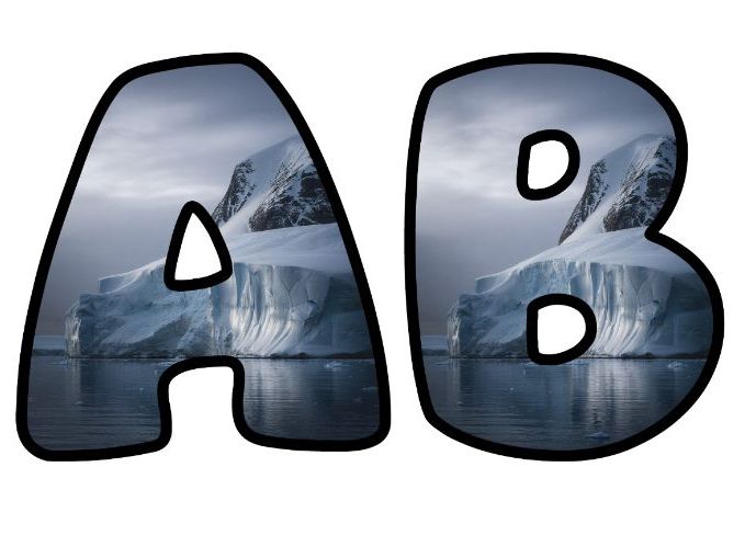 Iceberg Snow Ice Melting Alphabet Lettering Set | Classroom Display | Upper & Lowercase, 0-9