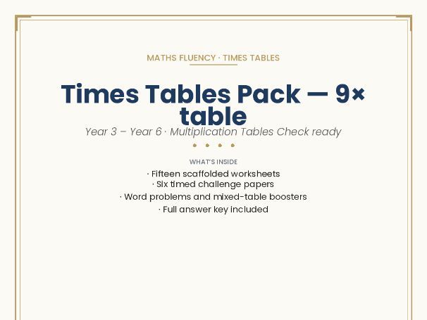 Times Tables Pack — 9× table