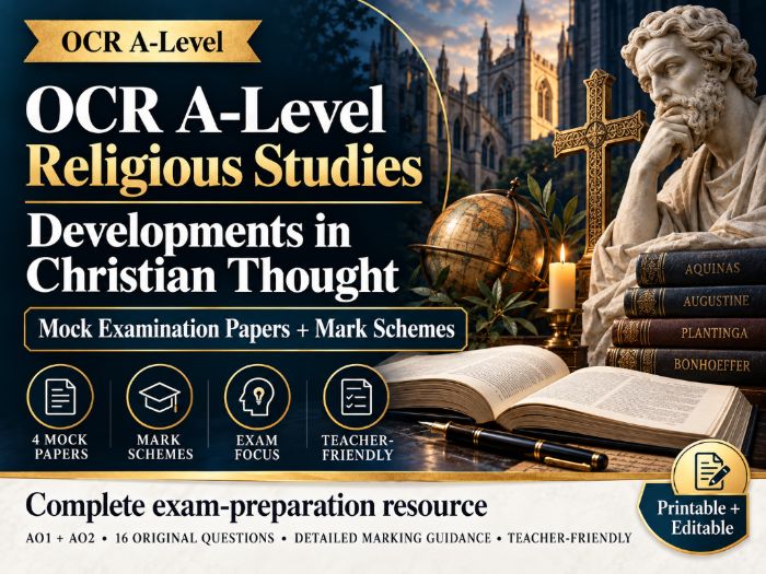 OCR A-Level Religious Studies – Developments in Christian Thought | 4 Mock Papers & Mark Schemes