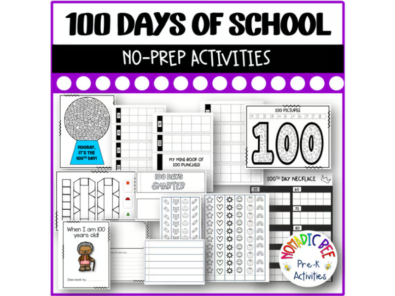 100 Days of School - No-Prep Activities