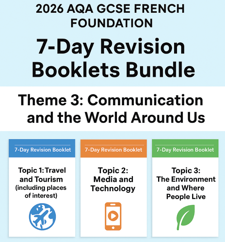 2026 AQA GCSE French Foundation – Theme 3 7-Day Revision Bundle