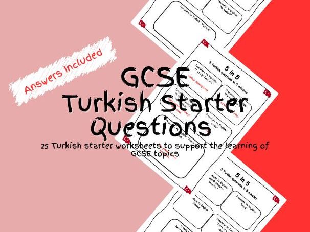 GCSE Turkish Starter Questions Worksheets PDF