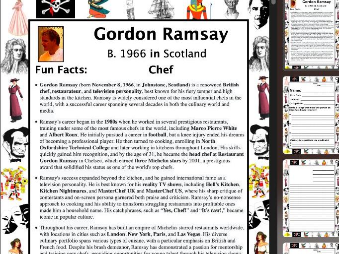 Gordon Ramsay PACKET & ACTIVITIES, Important Historical Figures Series