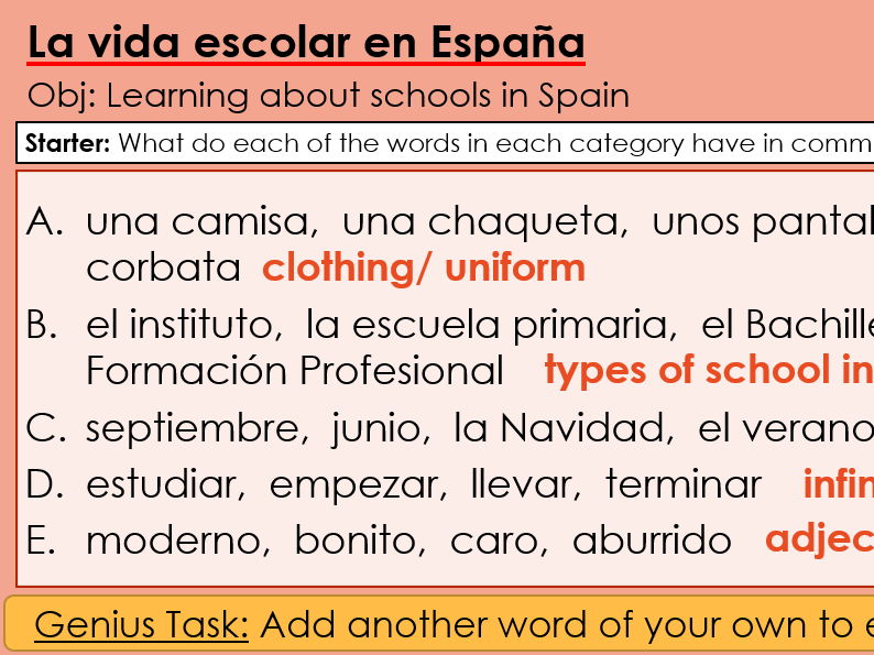 NEW 2026 GCSE Spanish. Foundation/ Verde. Module 5: Zona de cultura, La vida escolar en España