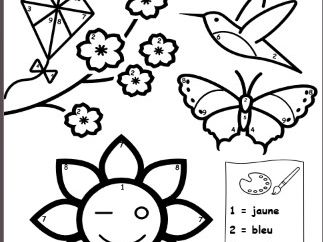 French colour by number - beginners - kids colouring