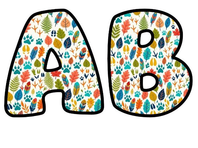 Leaves and Paw Prints Bubble Letters | Botanical Bulletin Board Letters | Classroom Display Pack
