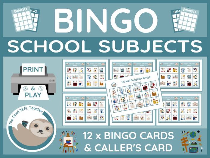 ESL School Subjects Bingo