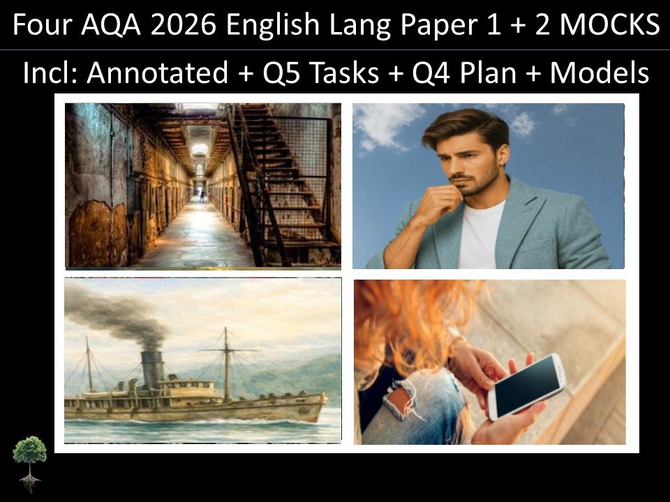 Four AQA 2026  English Language Paper  1 & 2  | Annotated, Q5 Tasks , Q4 Plan, Models
