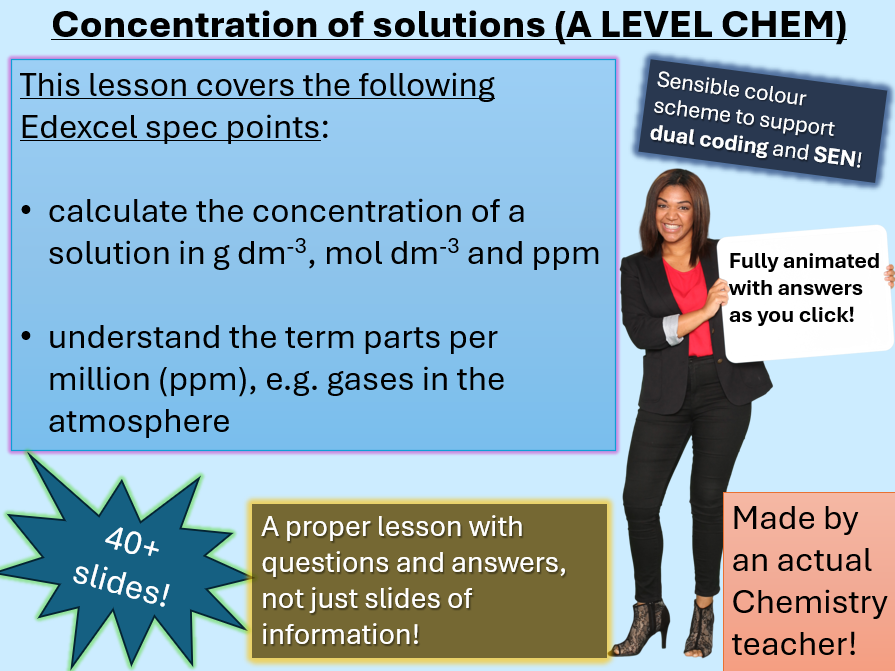 Concentration of solutions lesson with questions and answers (A level Chem)