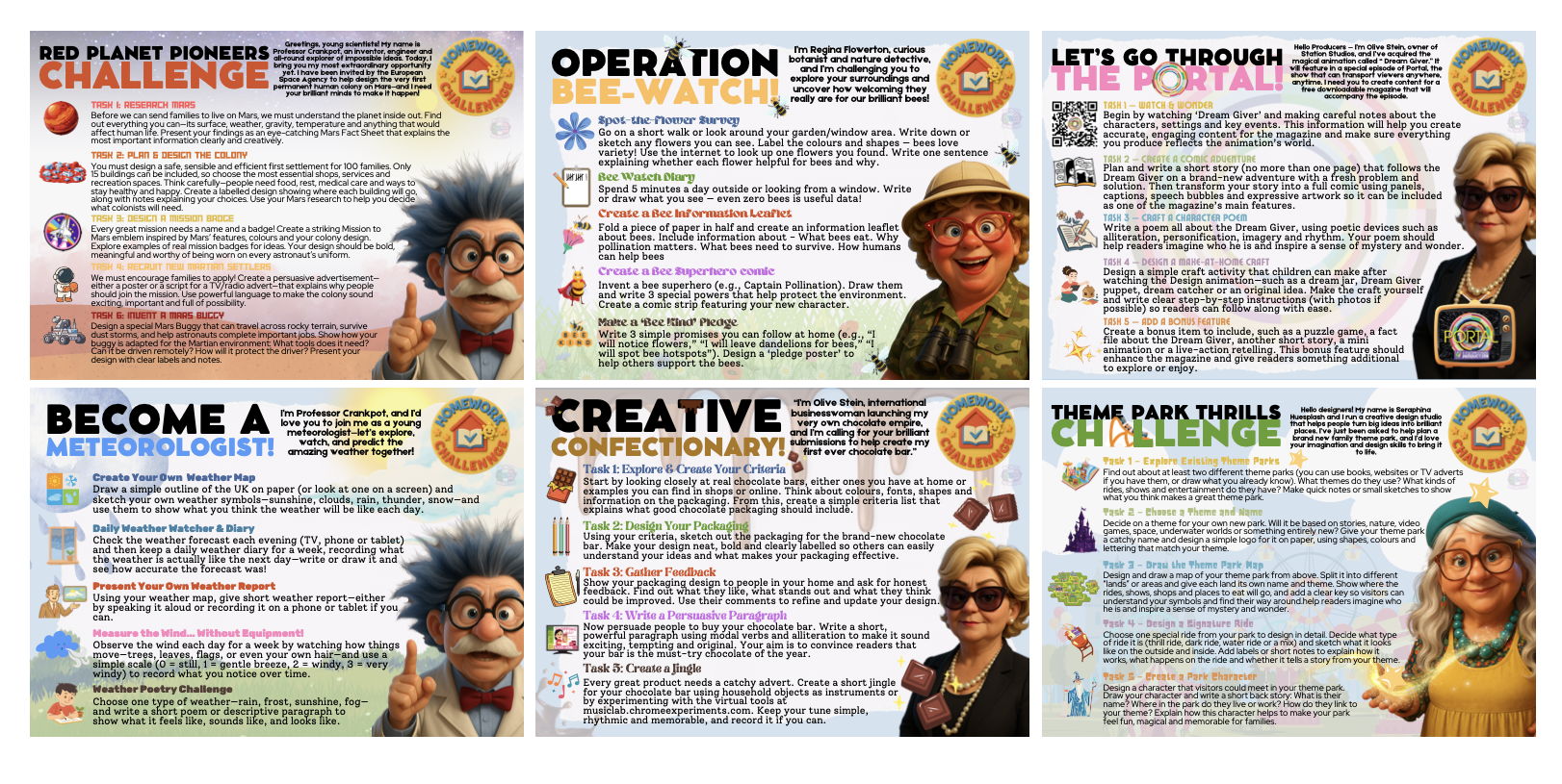 6 Cross Curricular Homework Challenges/Mini Projects with The Experts!