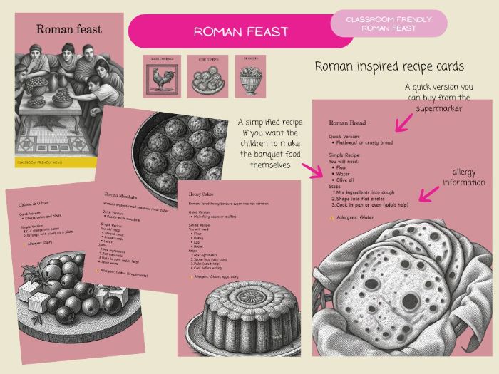 Roman feast children friendly recipe cards and decoration ideas