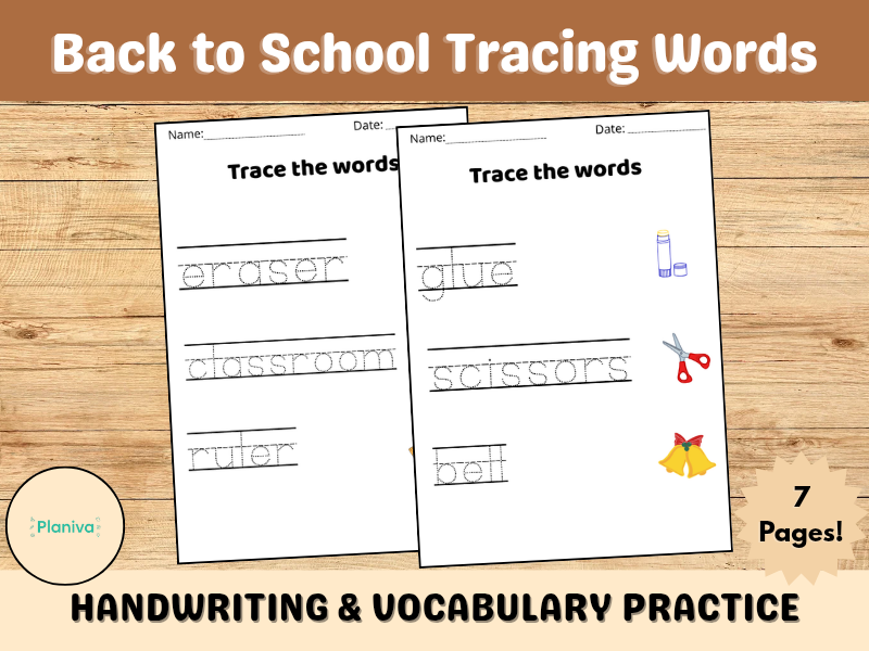 Back to School Tracing Words | Handwriting Practice for EYFS & KS1 | School Vocabulary with Pictures