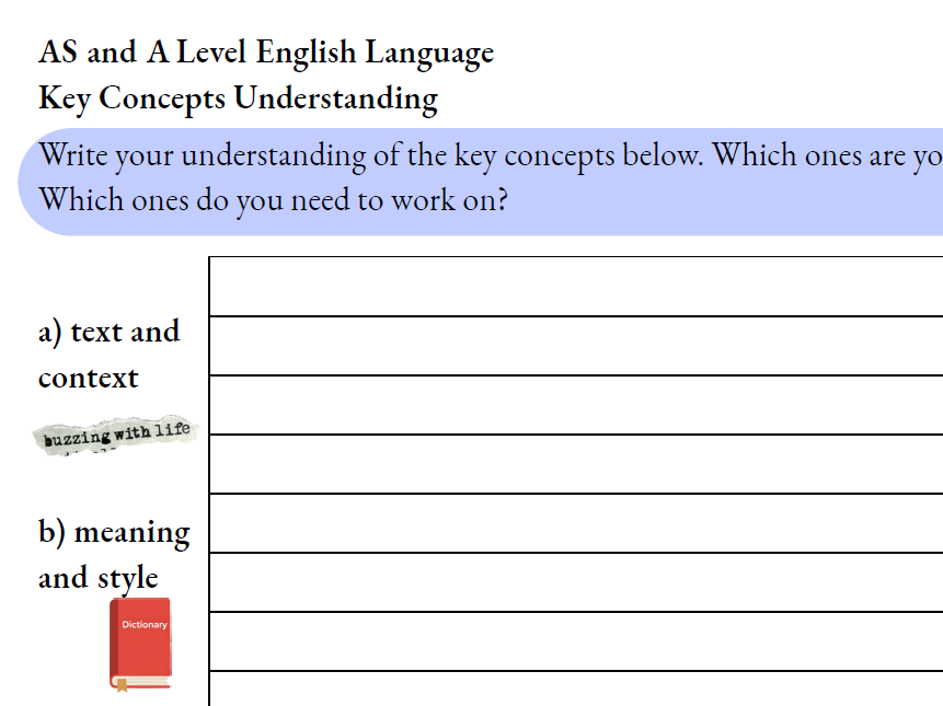 AS and A Level Key Concepts Worksheet